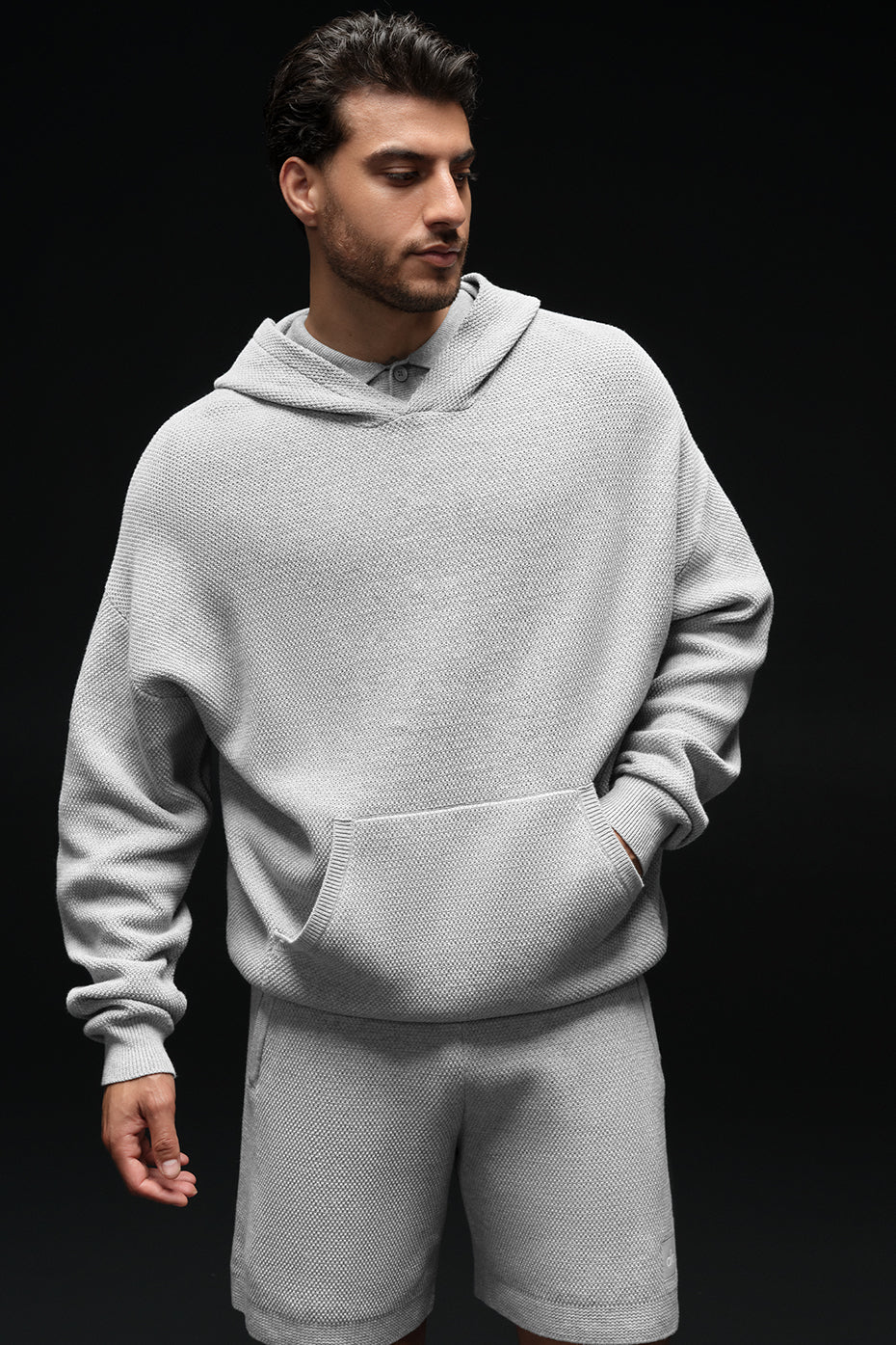 Sports Club Sweater Knit Hoodie - Athletic Heather Grey