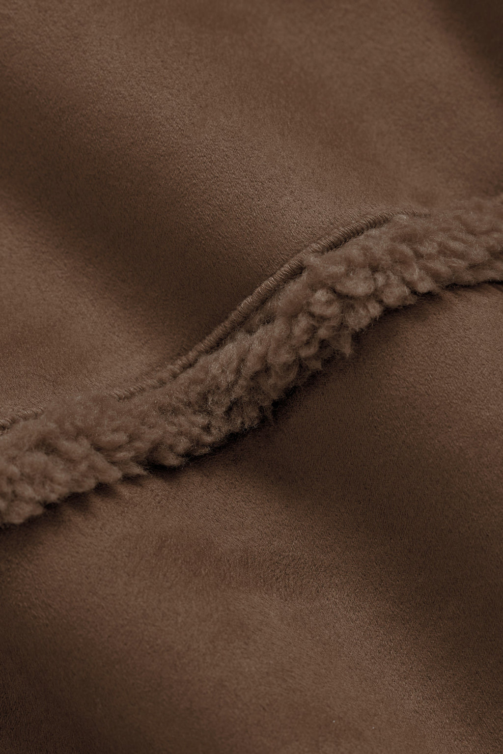 Faux Shearling Snowfall Cropped Jacket - Java Brown
