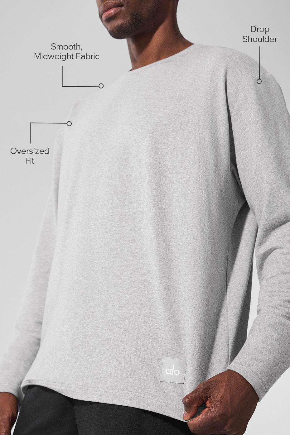 Double Take Long Sleeve Crew - Athletic Heather Grey
