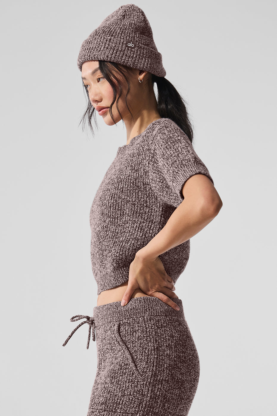 Marl Sweater Short Sleeve - Mushroom Marl