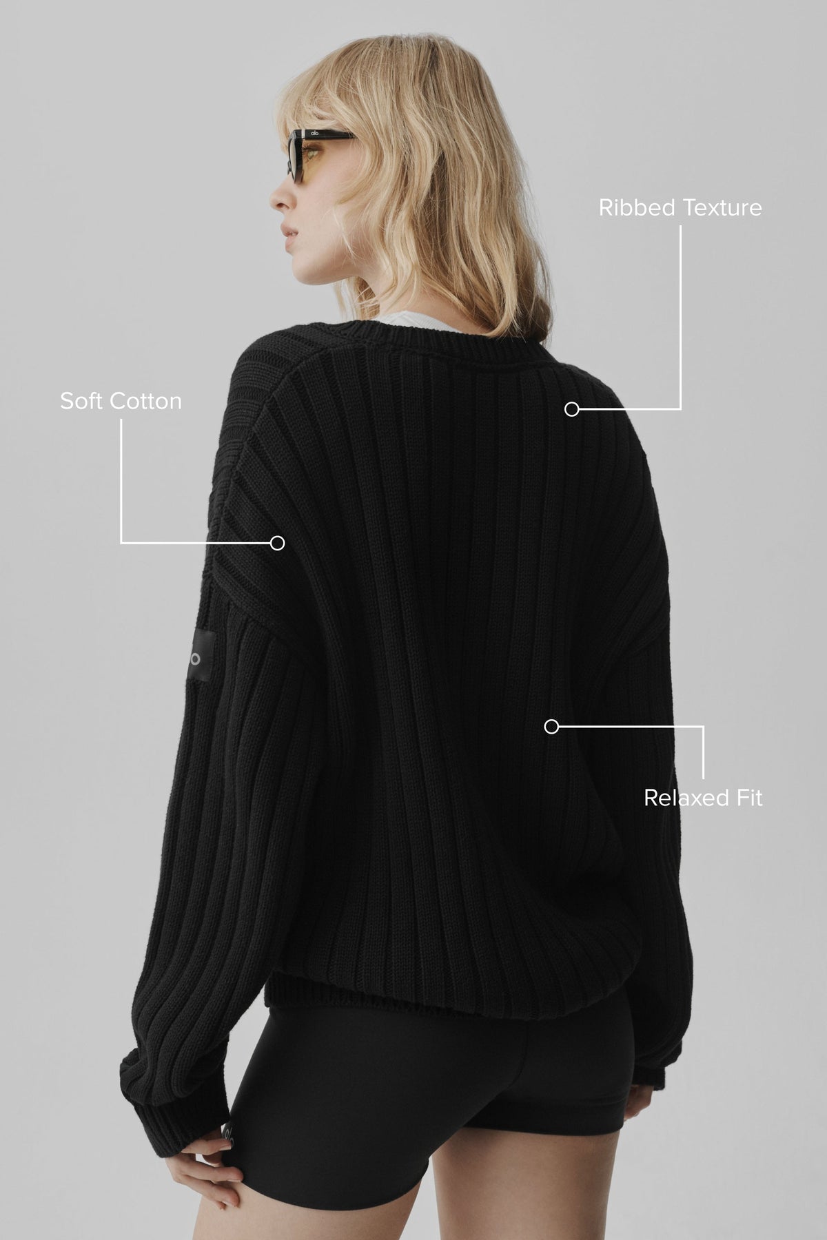 Cotton Rib Parallel Sweater - Black