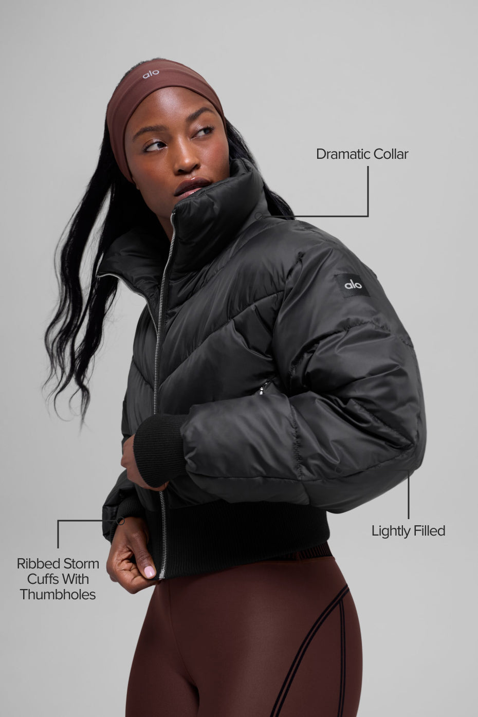 Cropped Atmosphere Puffer - Black