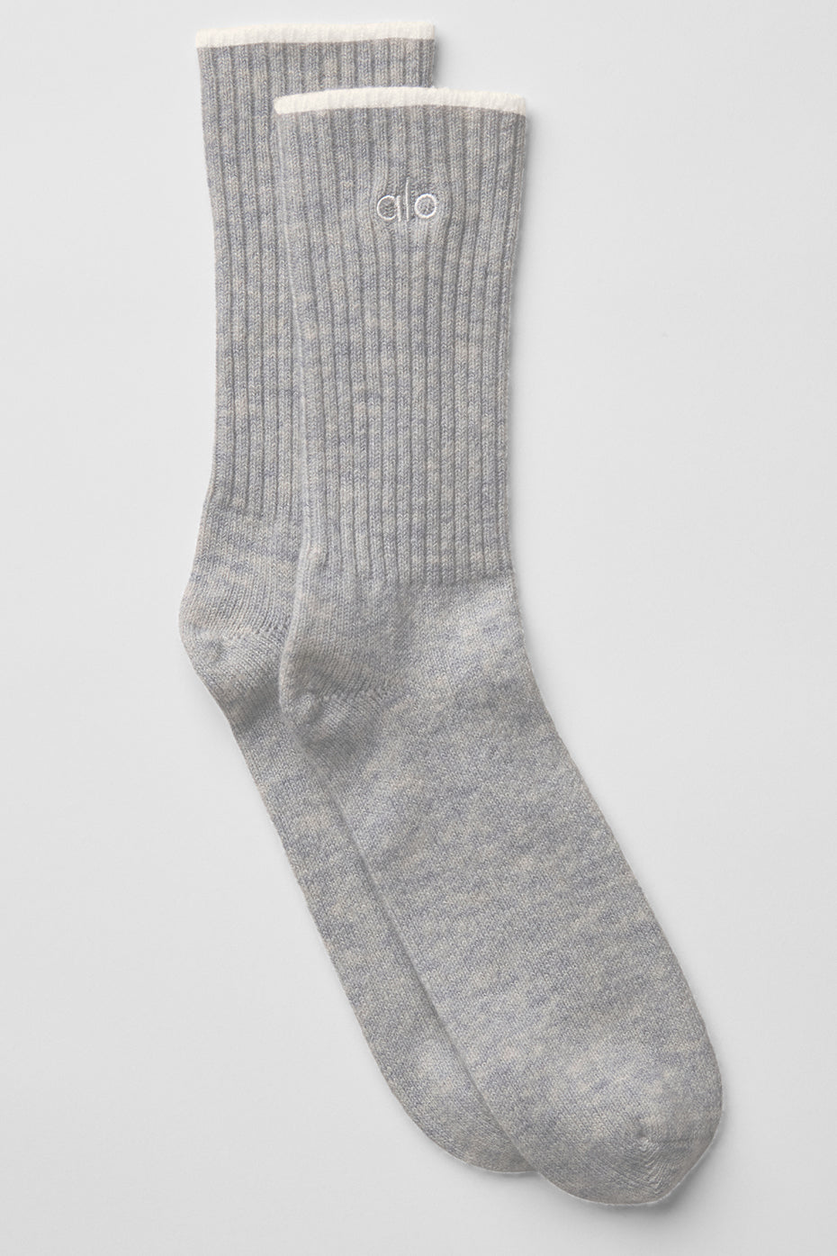 Unisex Wool Cashmere Light Frosted Sock - Light Heather Grey/Ivory
