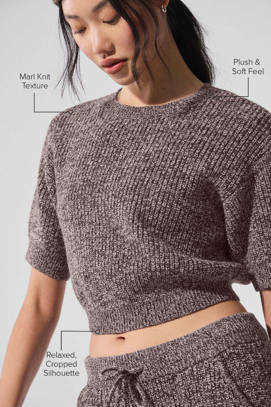 Marl Sweater Short Sleeve - Mushroom Marl