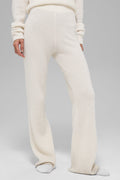 Cashmere High-Waist Plush Waffle Pant - Ivory