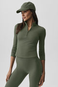 ALO Softsculpt Precision 1/4 Zip Long Sleeve - Bamboo Green