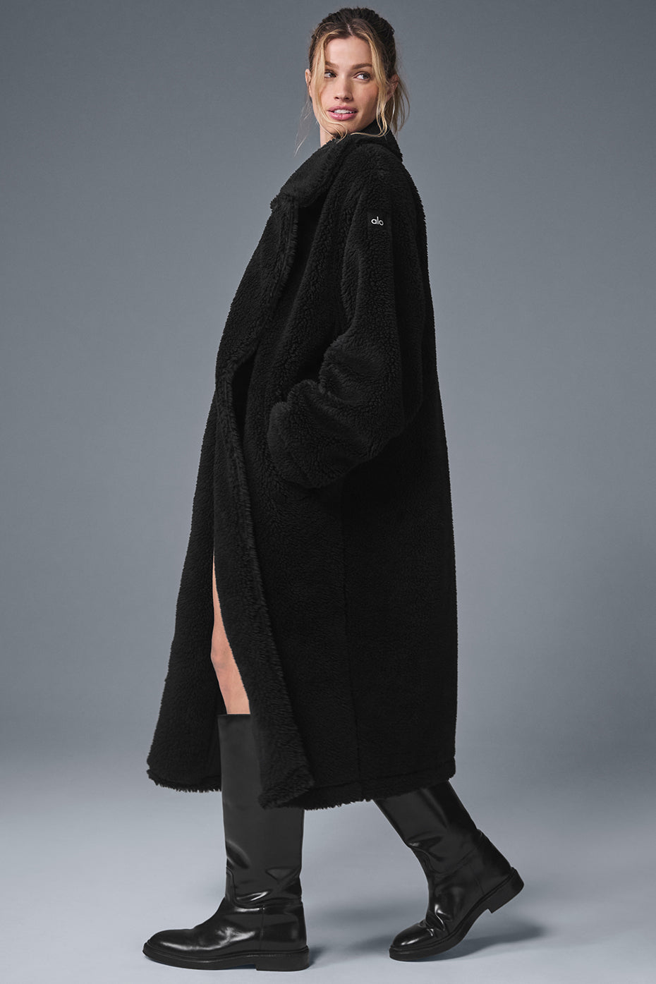 Oversized Sherpa Trench - Black