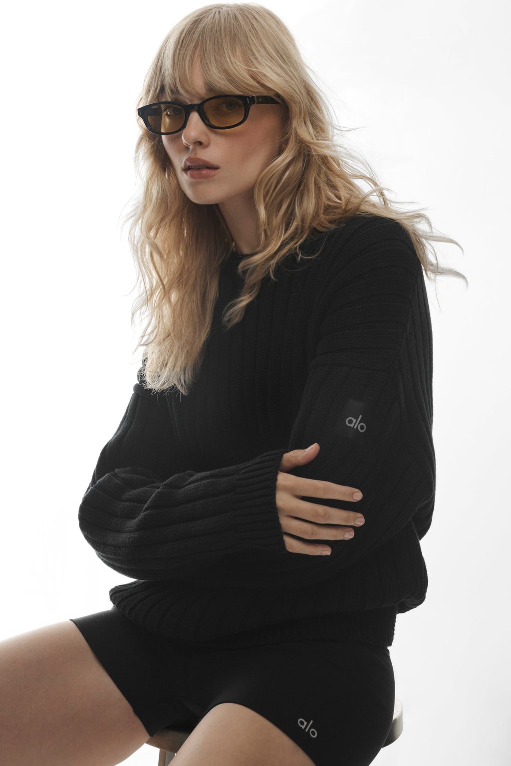 Cotton Rib Parallel Sweater - Black