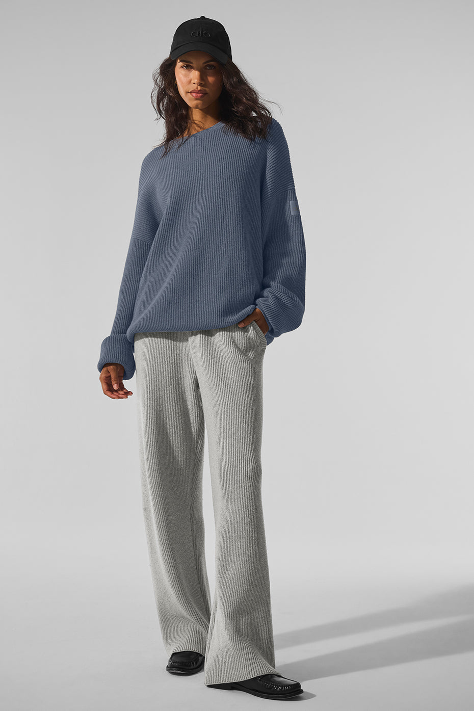 Domain Rib Knit Crew Sweater - Bluestone