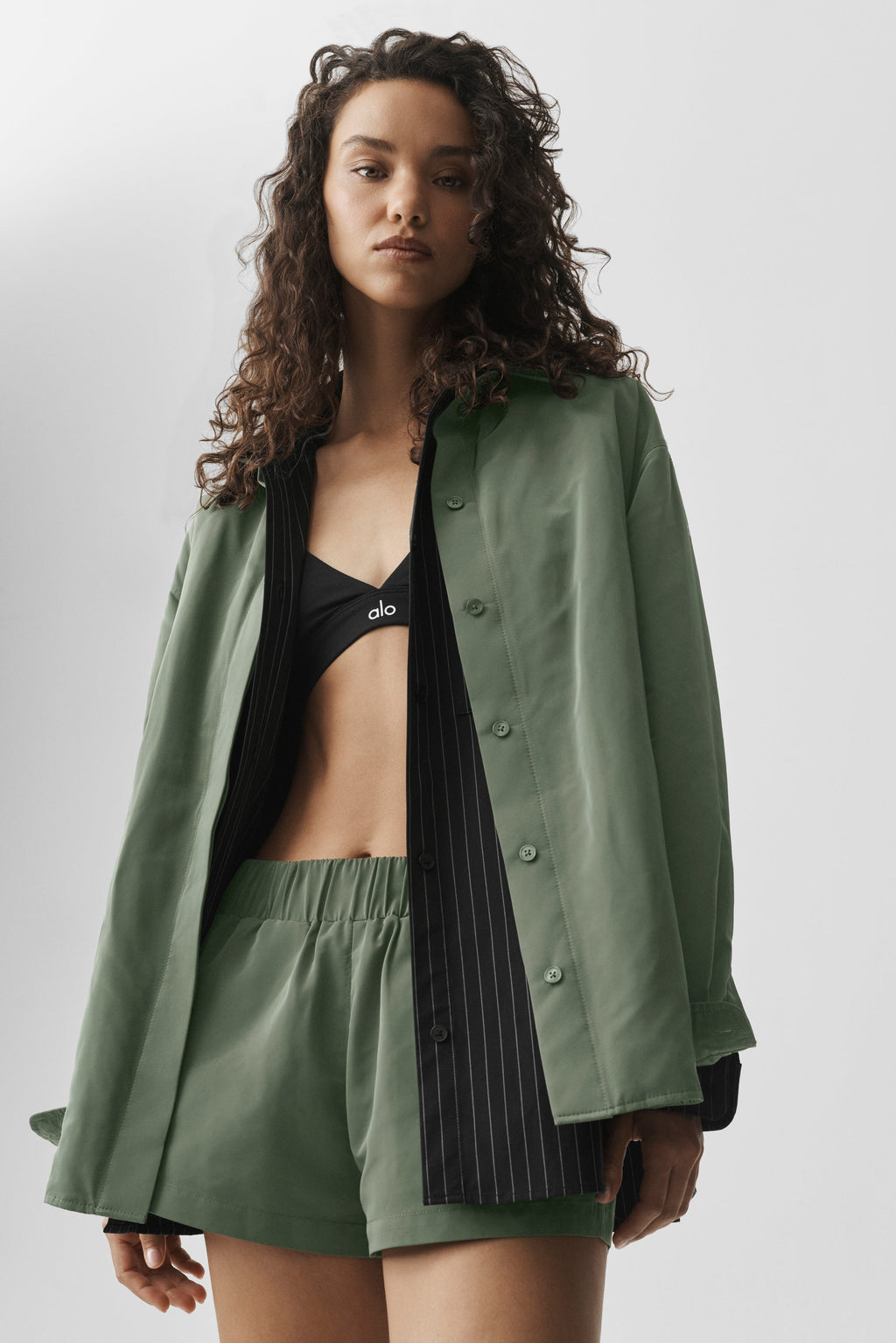 Socialite Shacket - Bamboo Green