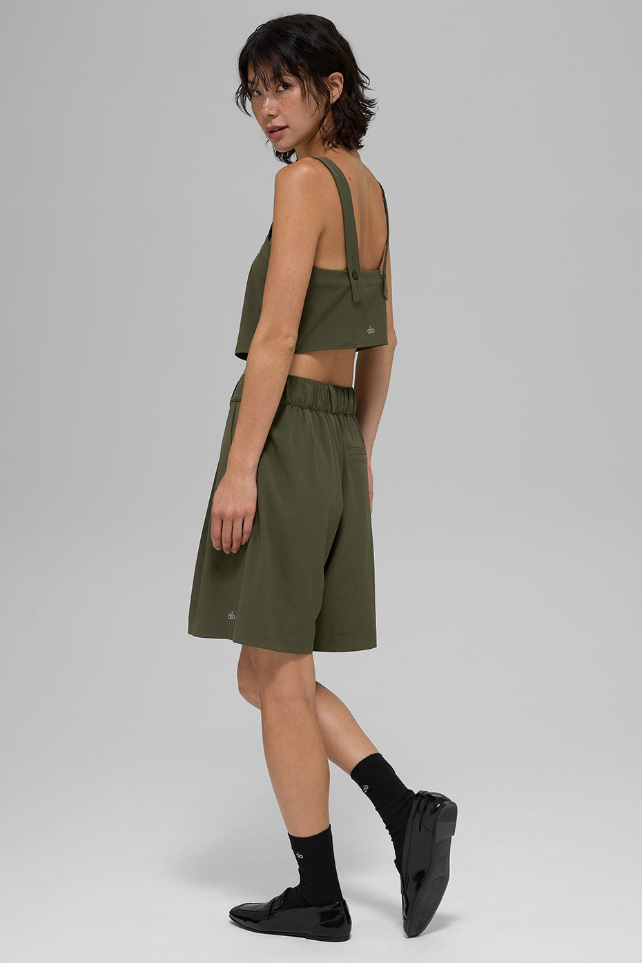 Cropped Dreamscape Tank - Green Olive
