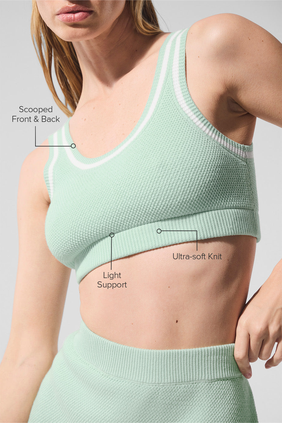 Tennis Club Sweater Knit Bra - Spearmint/White