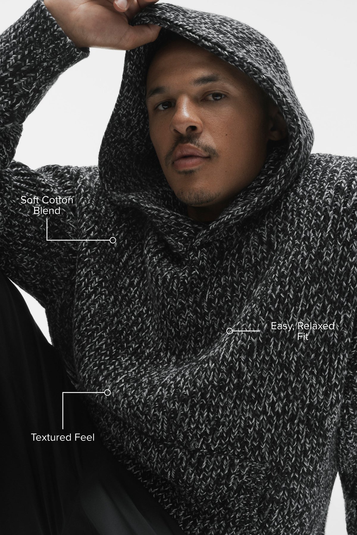 Chunky Knit Rewind Hoodie - Black Multi