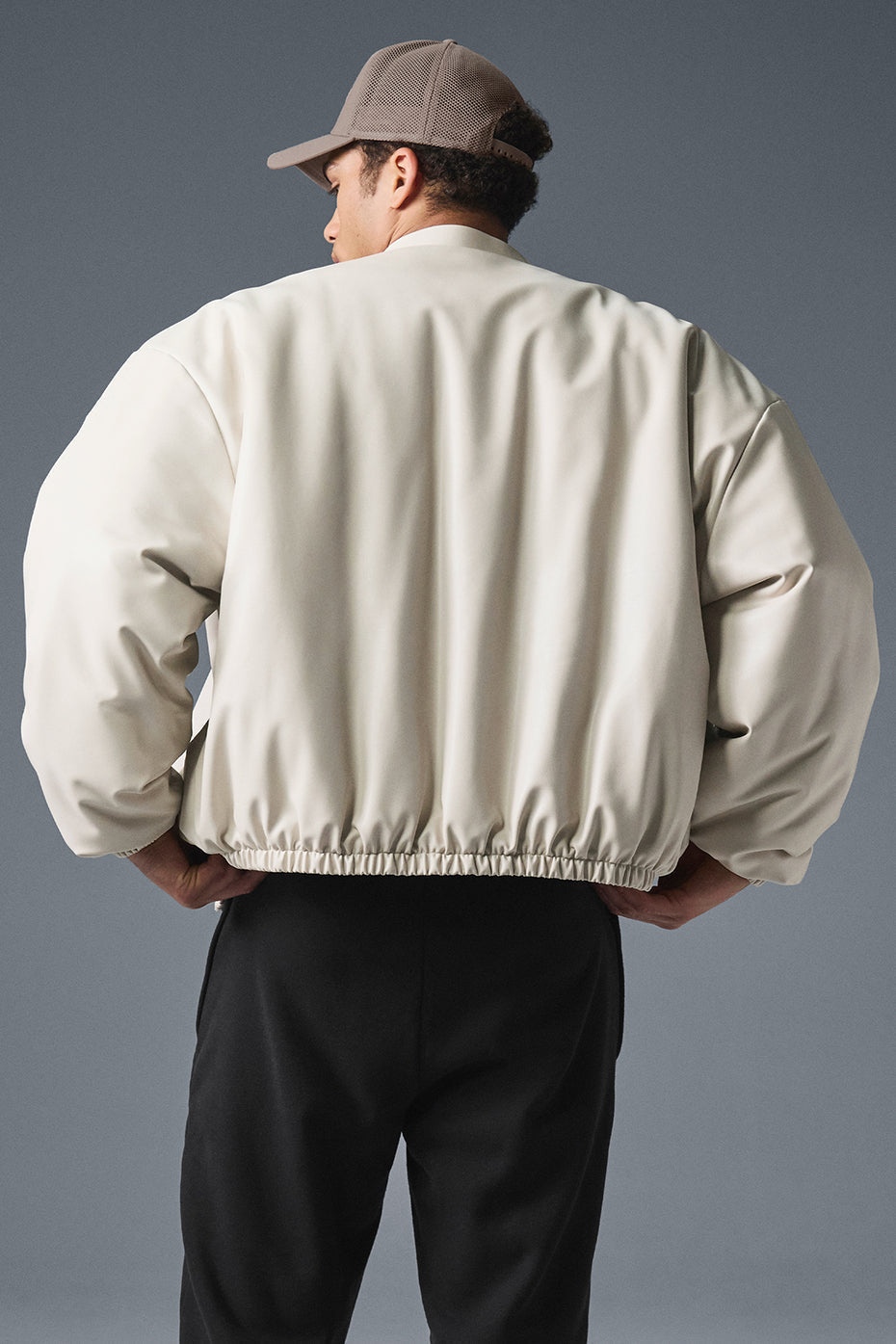 Faux Leather Premier Bomber - Bone