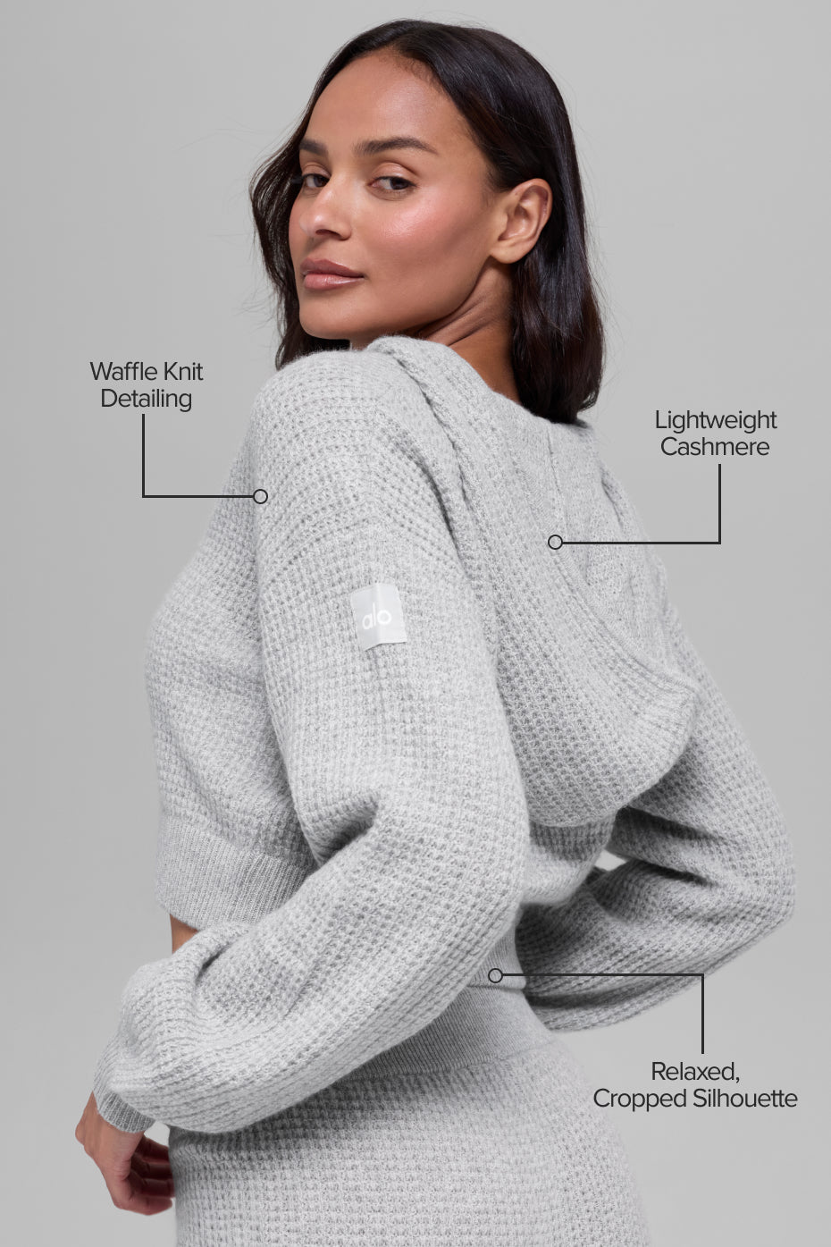Cashmere Plush Waffle Full Zip Hoodie - Athletic Heather Grey