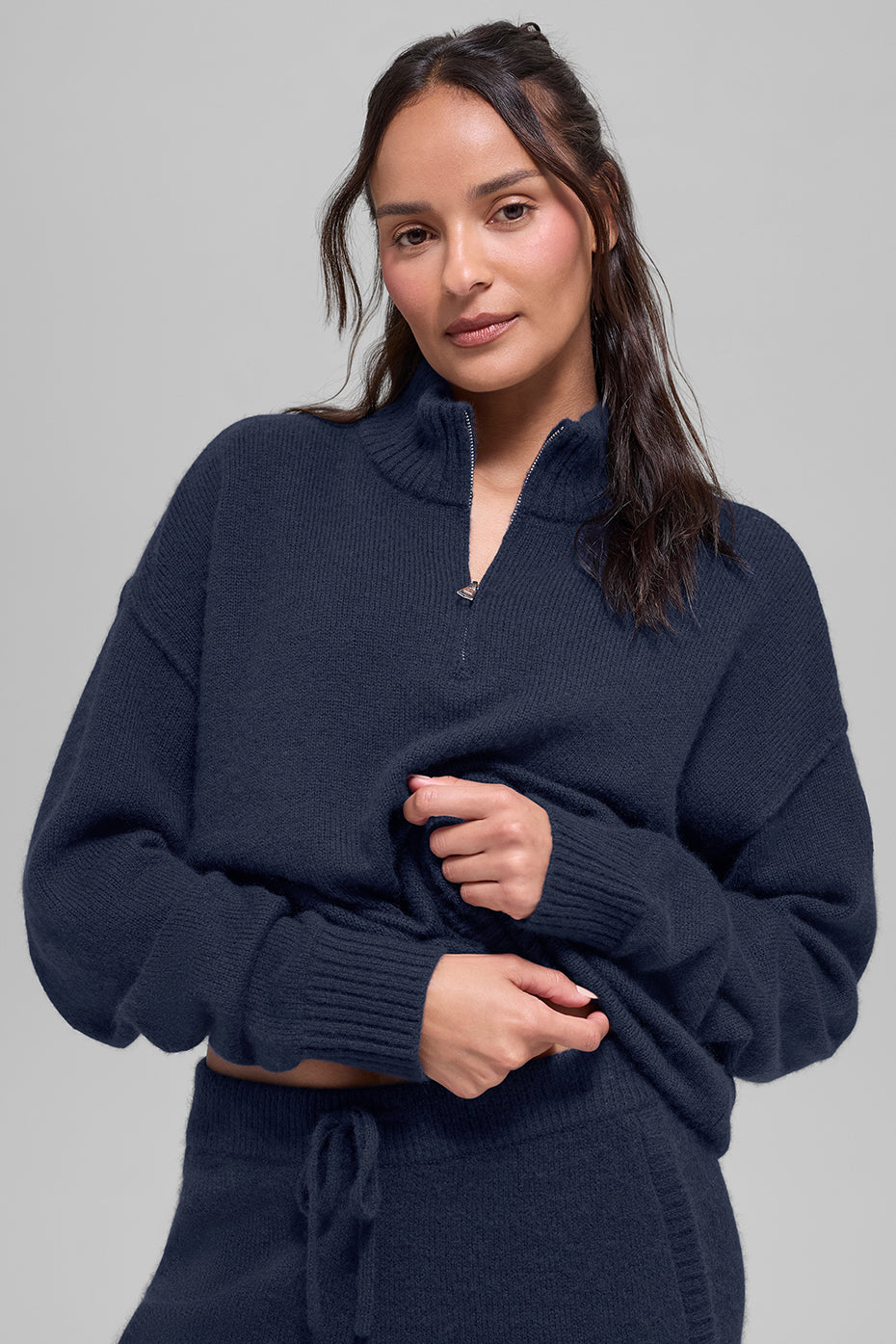 Wool Cashmere New Class 1/4 Zip Pullover - Navy