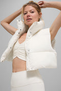 Cropped Gold Rush Puffer Vest - Ivory