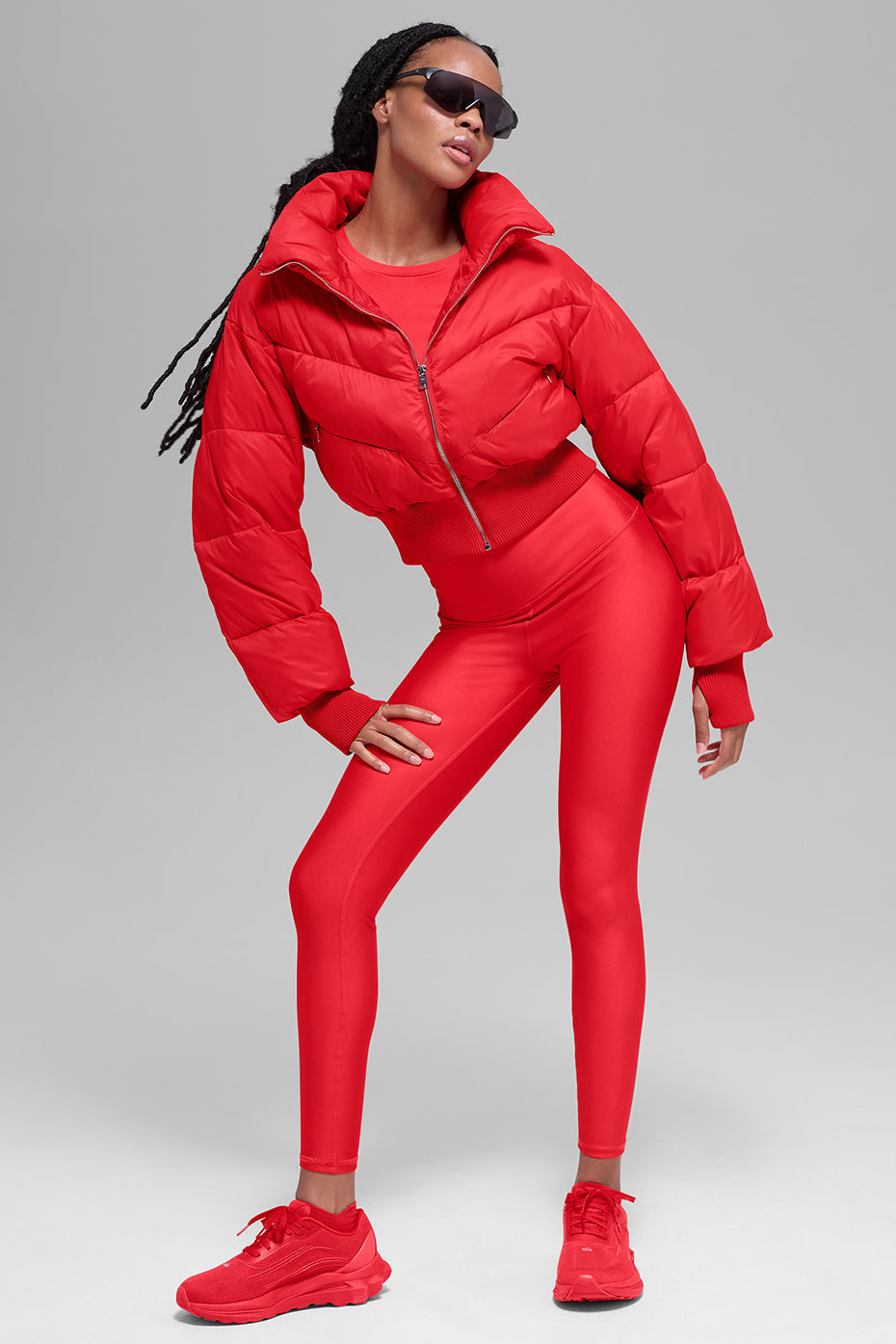 Cropped Atmosphere Puffer - Bright Red