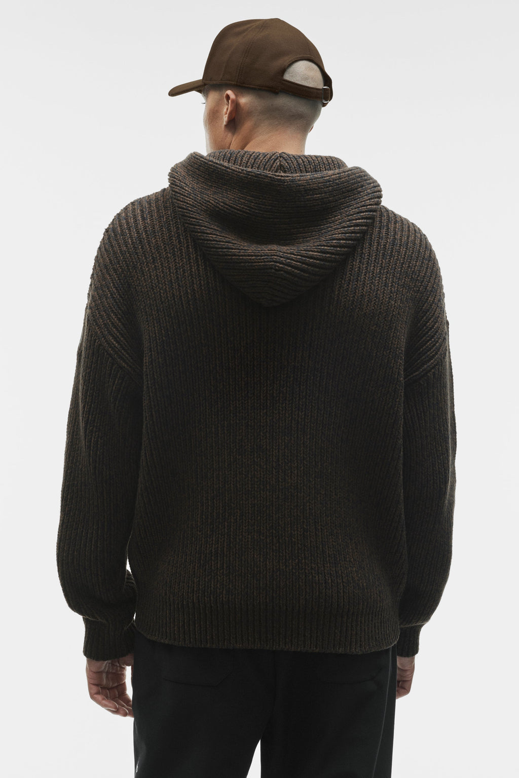 Chunky Knit Rewind Hoodie - Espresso Multi