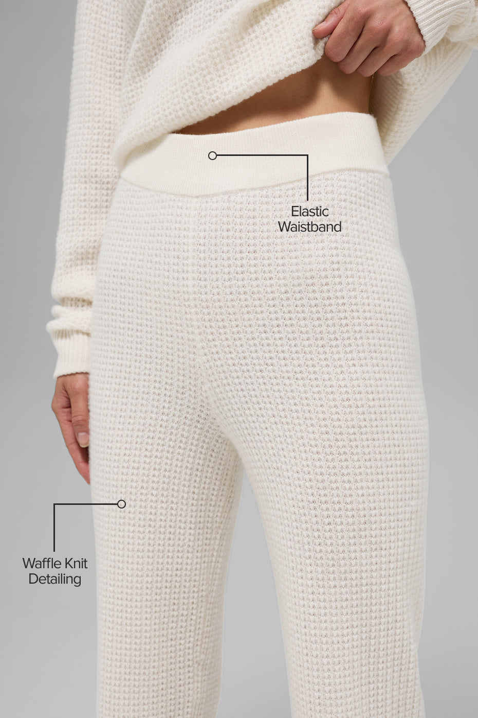Cashmere High-Waist Plush Waffle Pant - Ivory