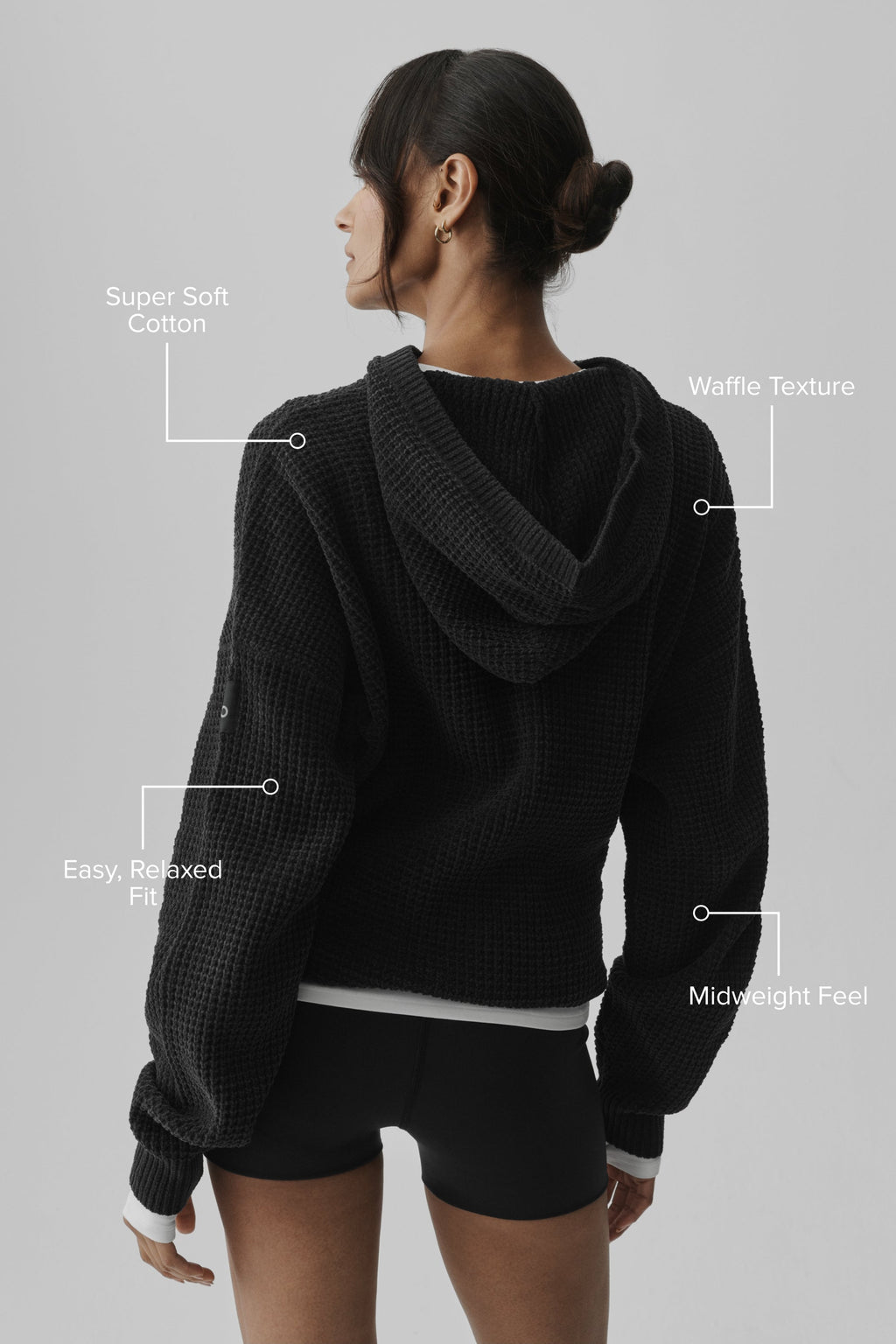 Waffle Chenille Edition Hoodie - Black