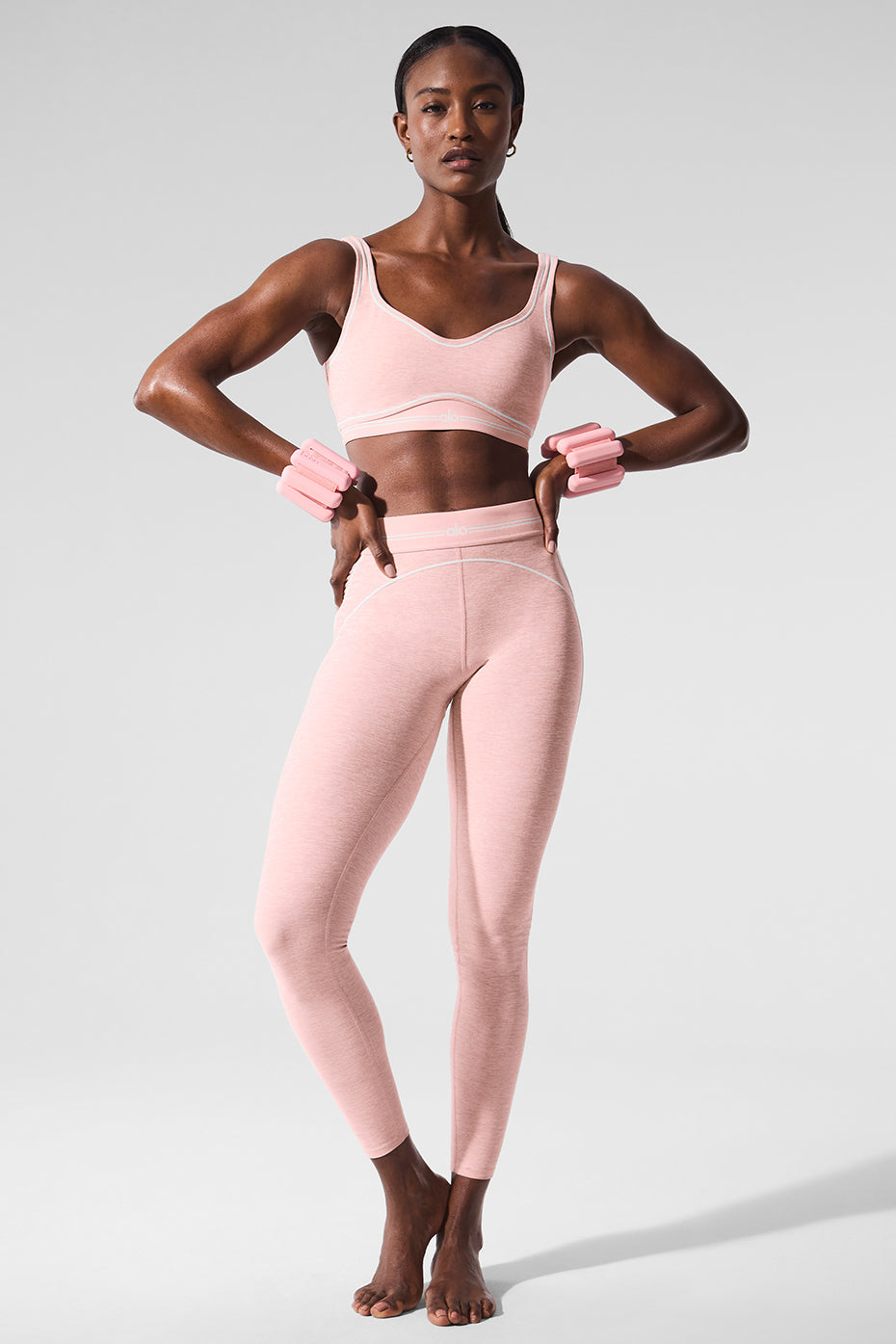 Alosoft High-Waist Heart Throb Legging - Pink Quartz Heather/White