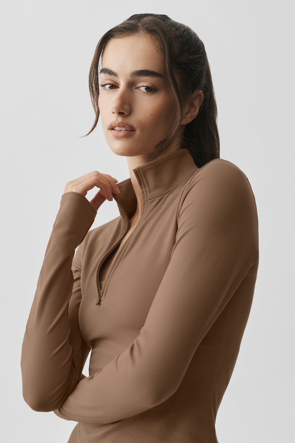ALO Softsculpt Precision 1/4 Zip Long Sleeve - Java Brown