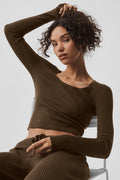 Sweater Knit Unwind Long Sleeve - Espresso