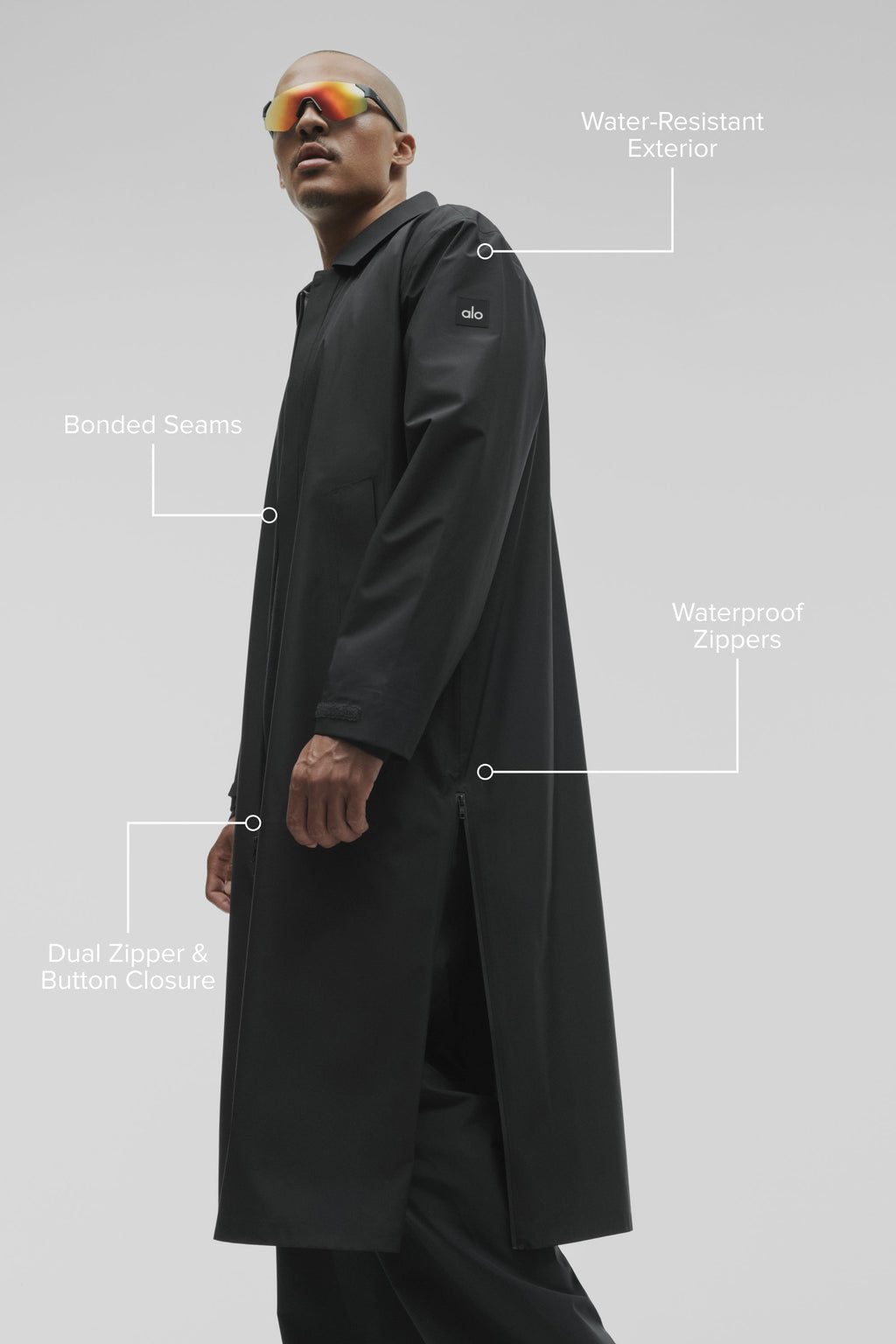Alpha Shell Long Coat - Black