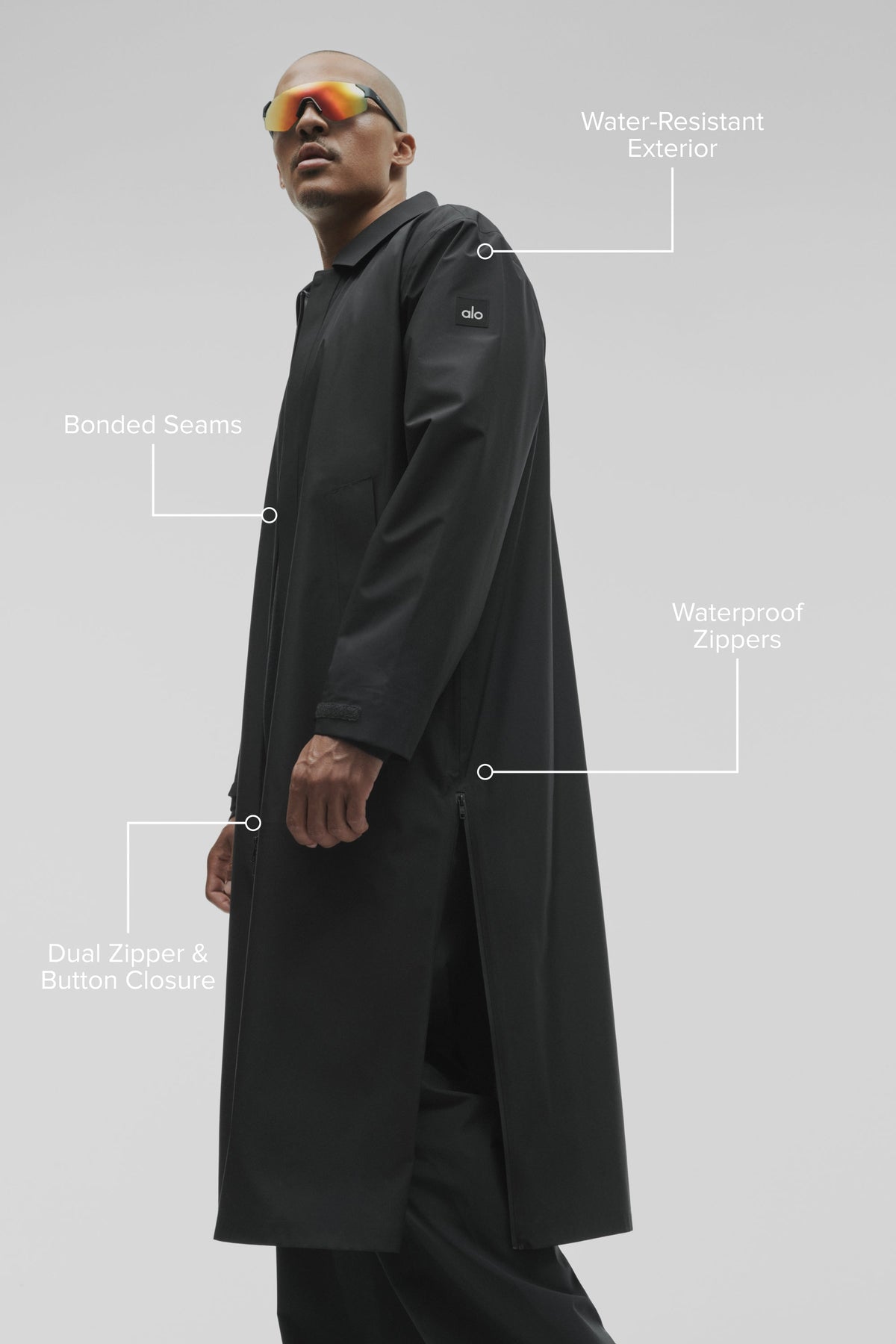 Alpha Shell Long Coat - Black