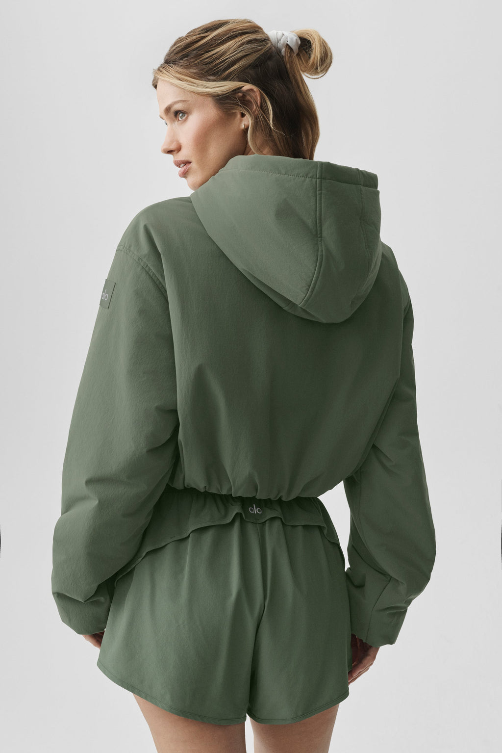 Cropped Mountain Peak Full-Zip Hoodie - Bamboo Green