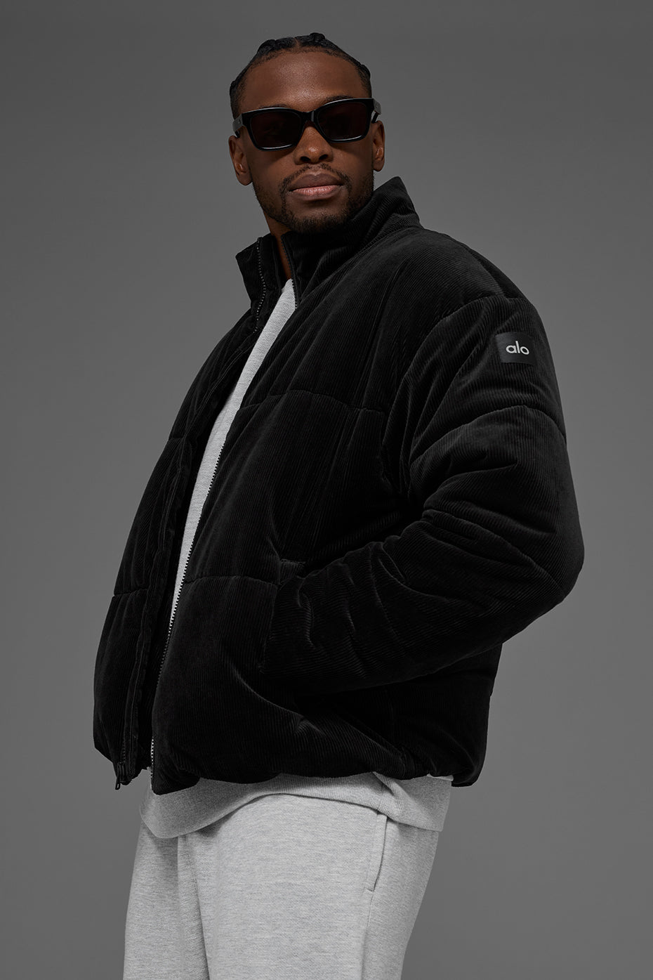 Corduroy Stage Puffer - Black