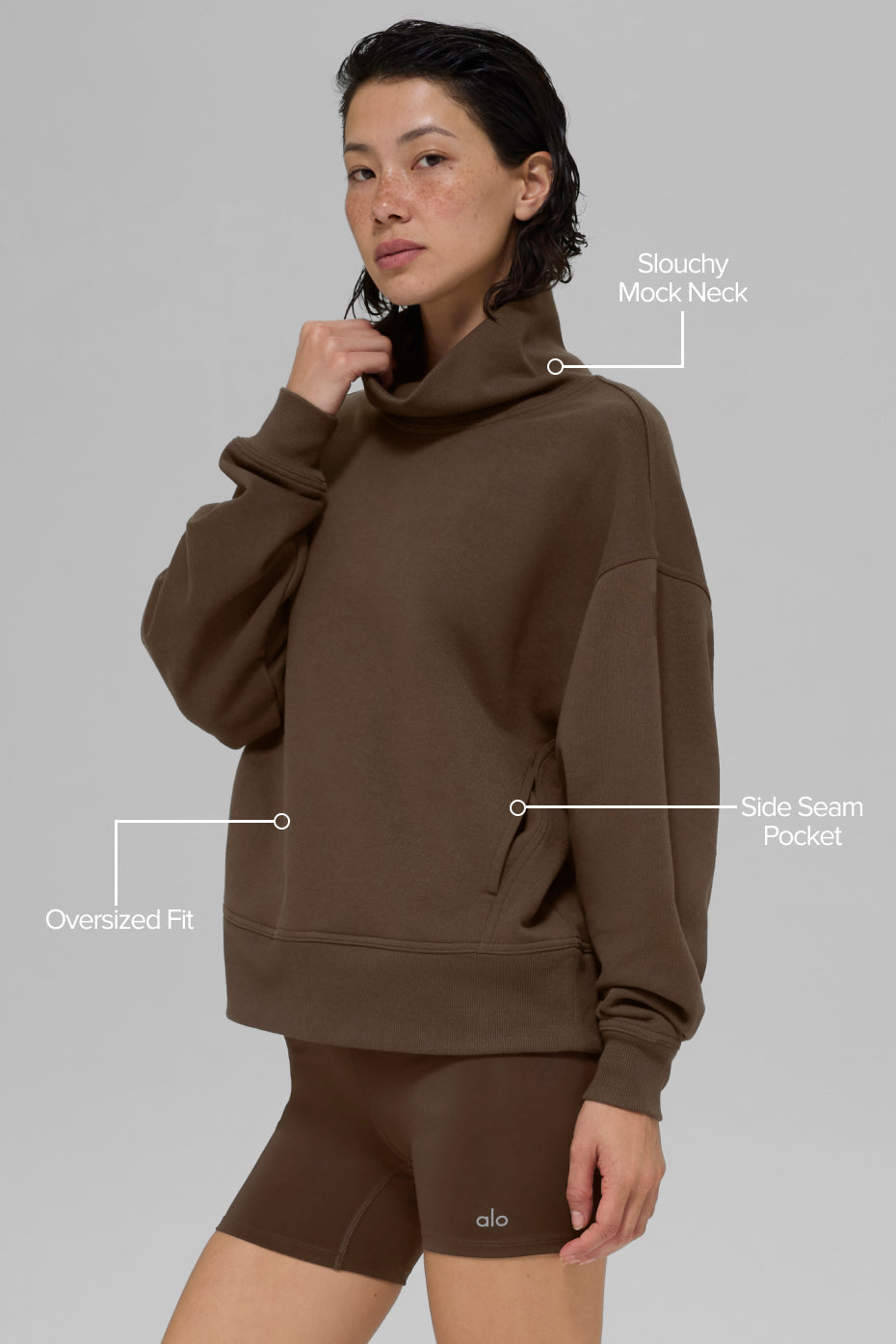 Hazy Mock Neck Pullover - Espresso