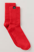 Unisex Half-Crew Scrunch Sock - Bright Red