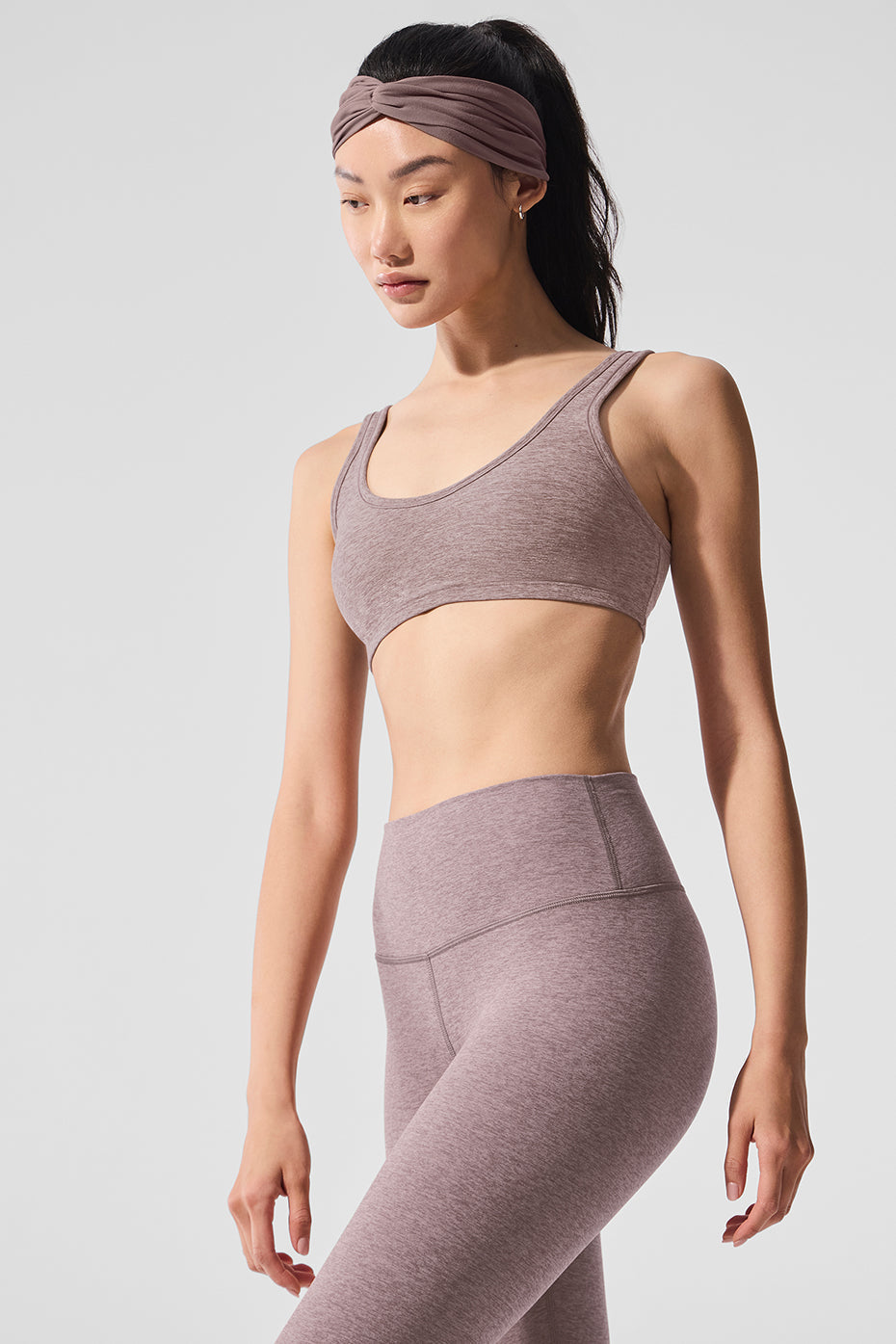 Alosoft Center Stage Bra - Dark Pink Quartz Heather