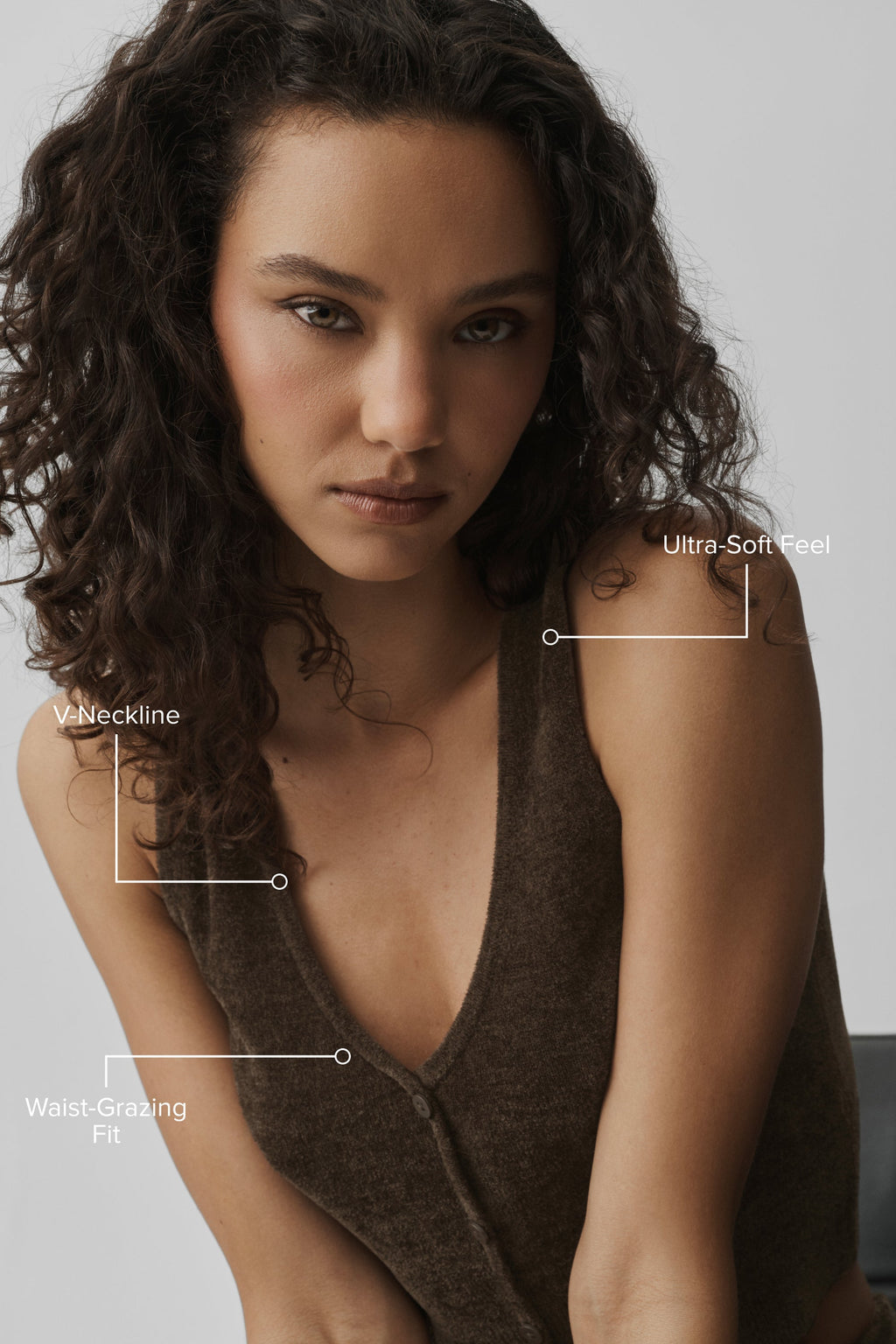 Micro Chenille Button Down Tank - Espresso