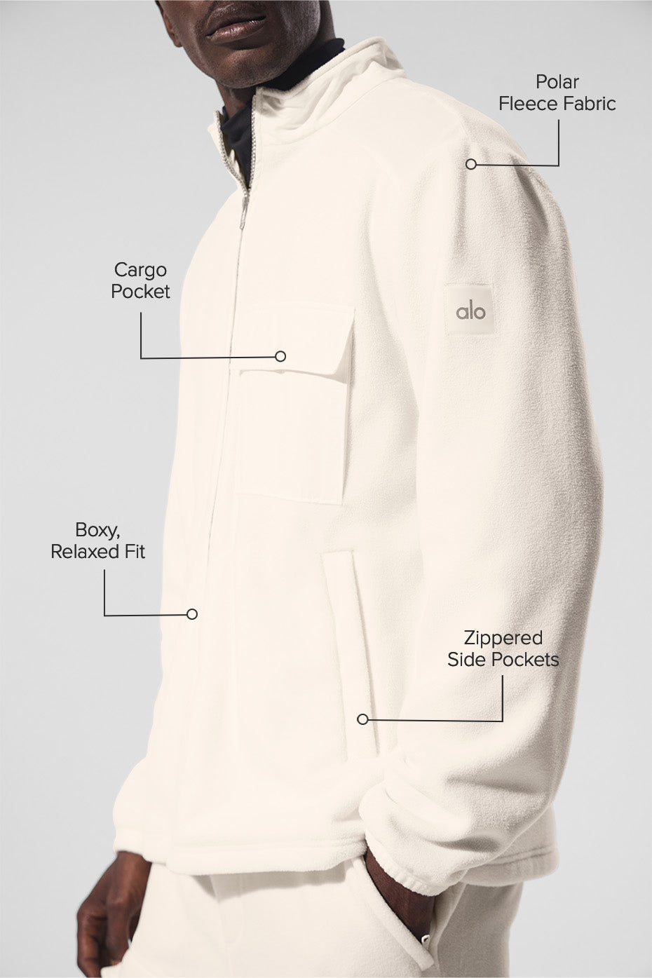 Polar Fleece Ridge Full Zip Jacket - Ivory