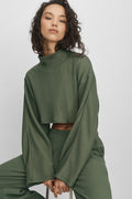 Ribbed Cropped Reset Long Sleeve - Bamboo Green