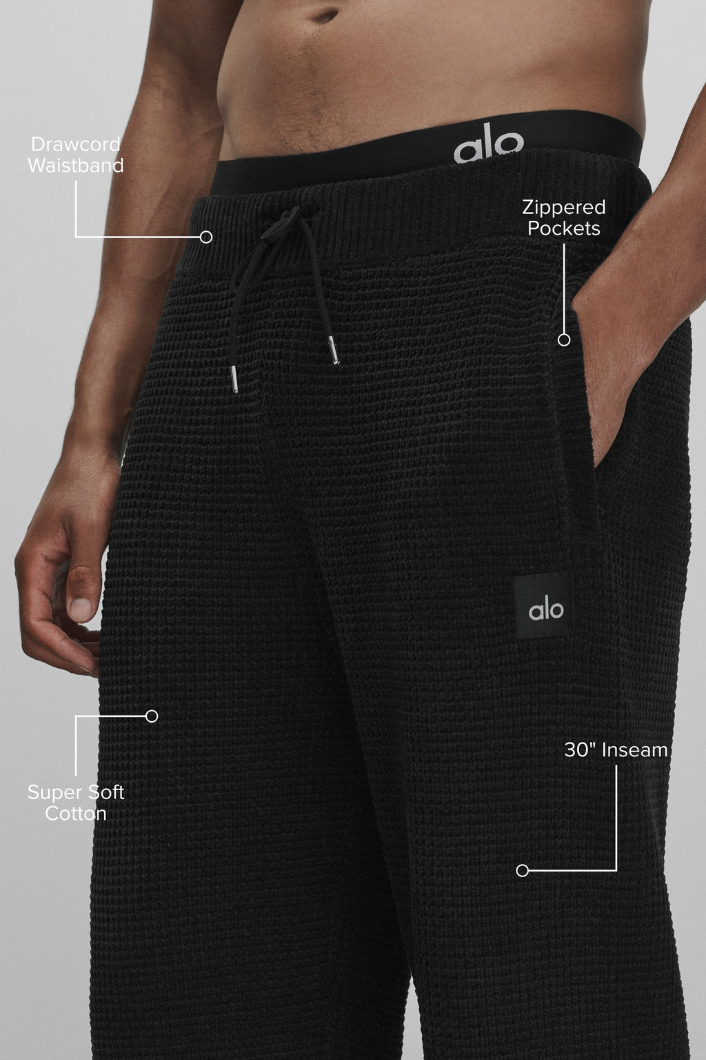 Waffle Chenille Edition Straight Leg Pant - Black