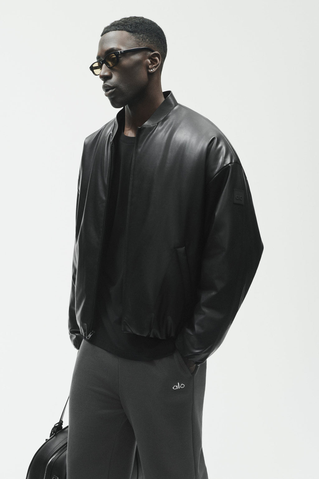 Faux Leather Premier Bomber - Black