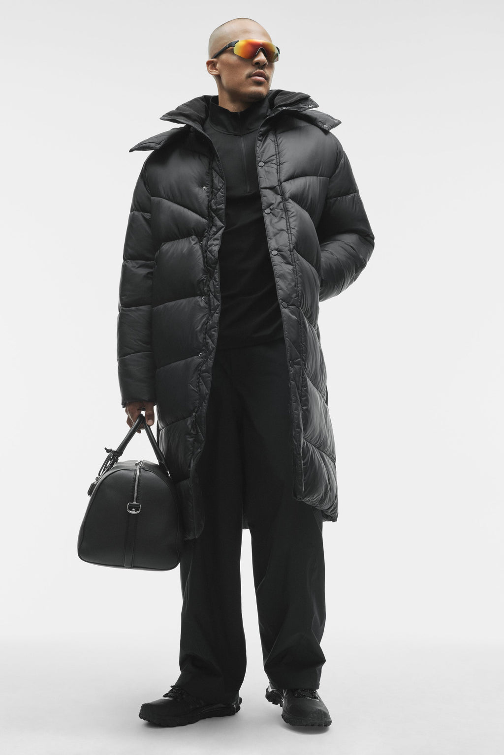 Gold Rush Puffer Trench - Black