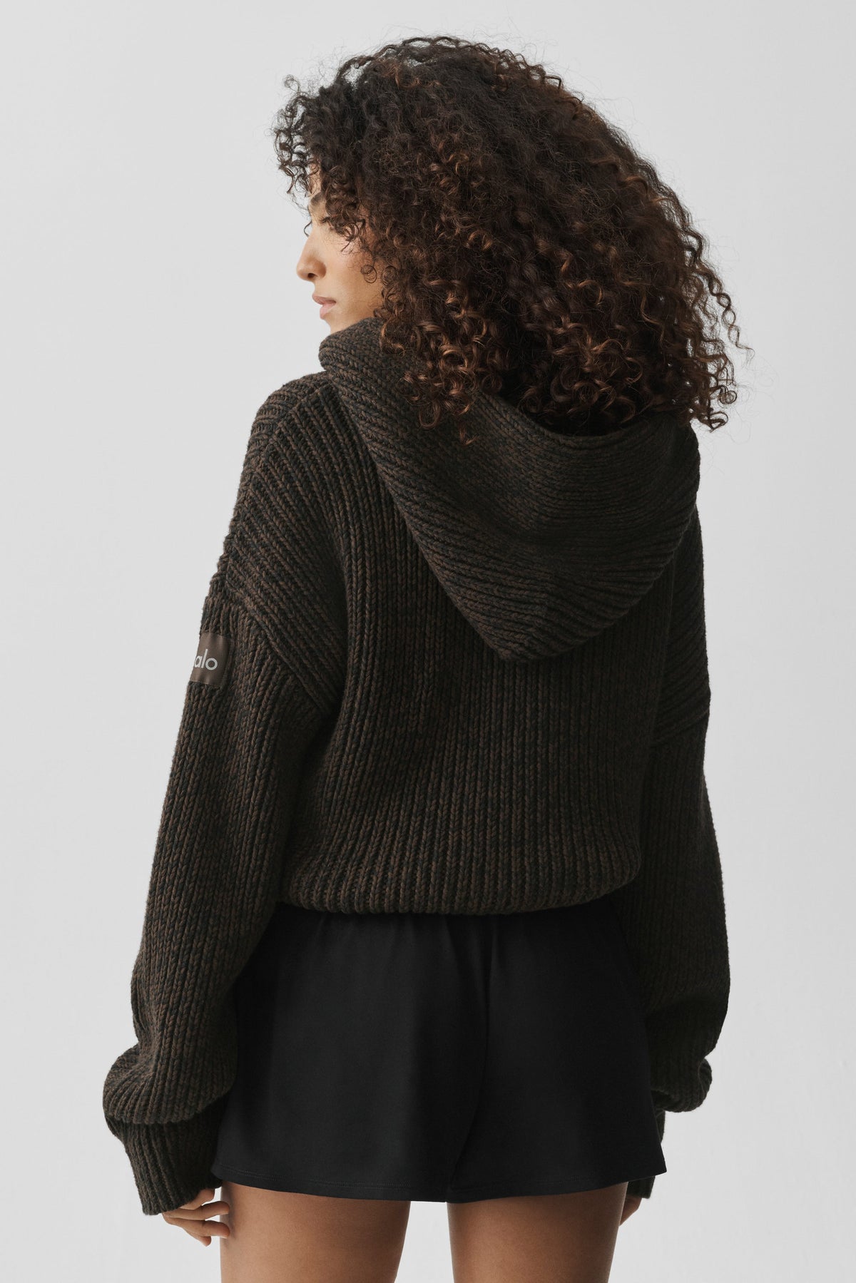 Chunky Knit Rewind Hoodie - Espresso Multi