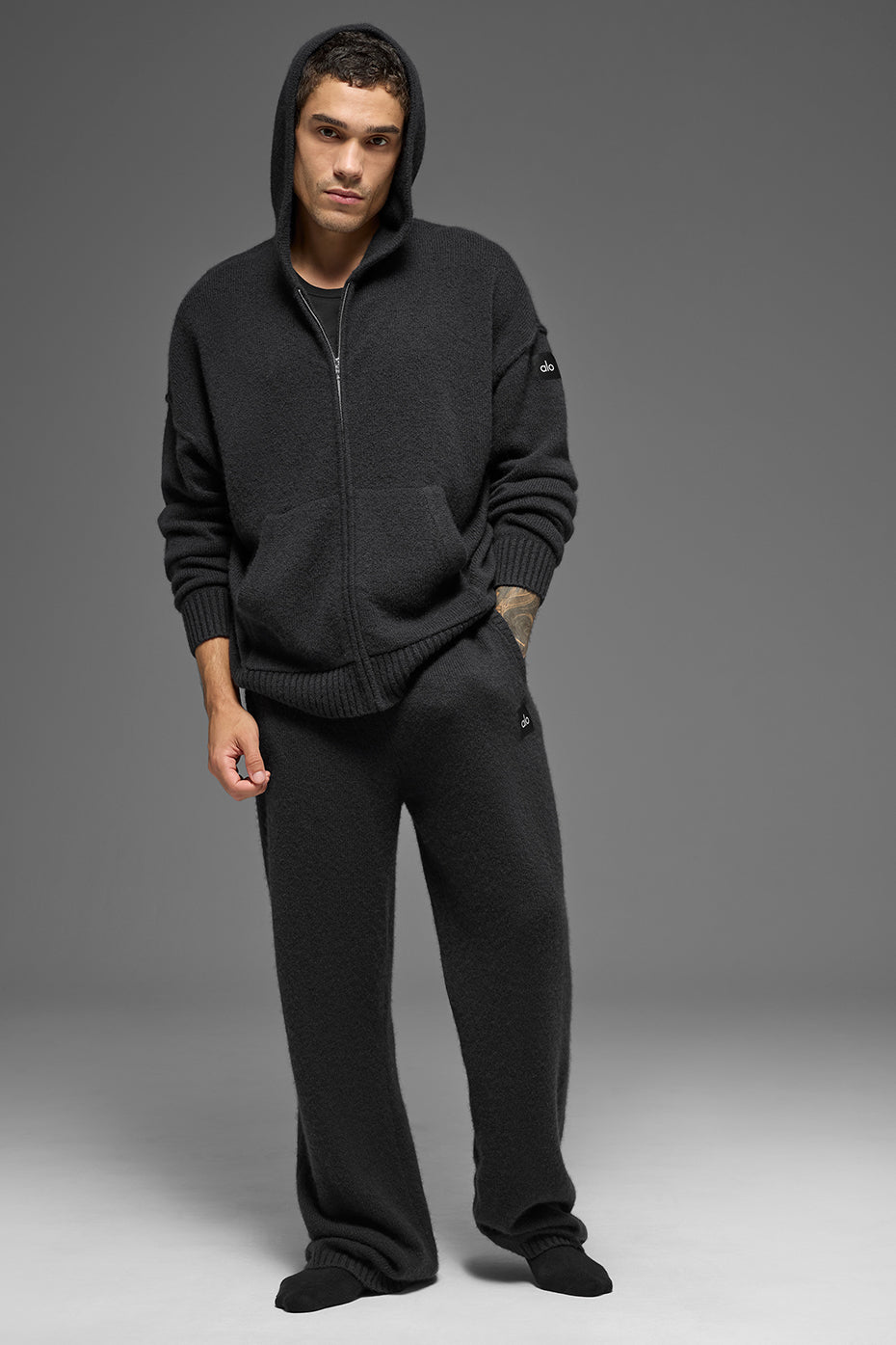 Wool Cashmere New Class Full Zip Hoodie - Black