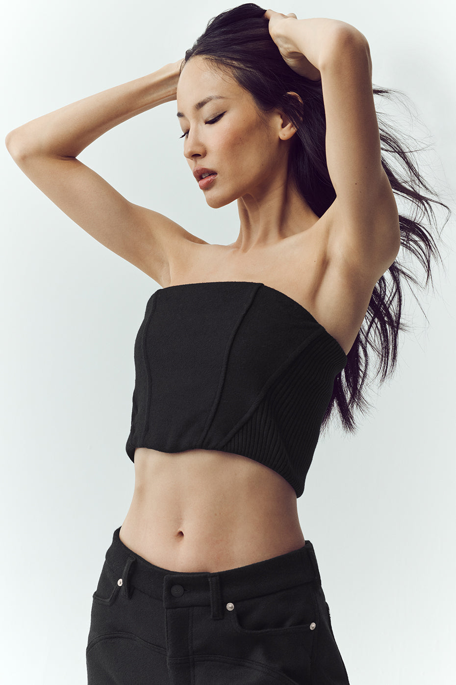 Wool Blend Nightcap Corset Top - Black