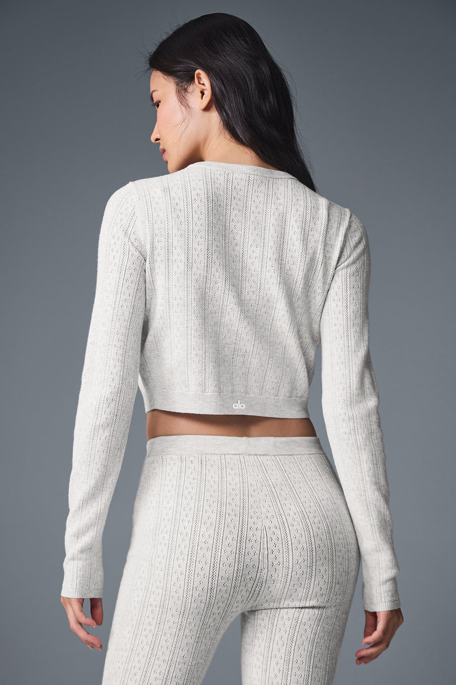 Pointelle Sweater Be Mine Cardigan - Light Grey Heather