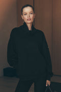 Hazy Mock Neck Pullover - Black