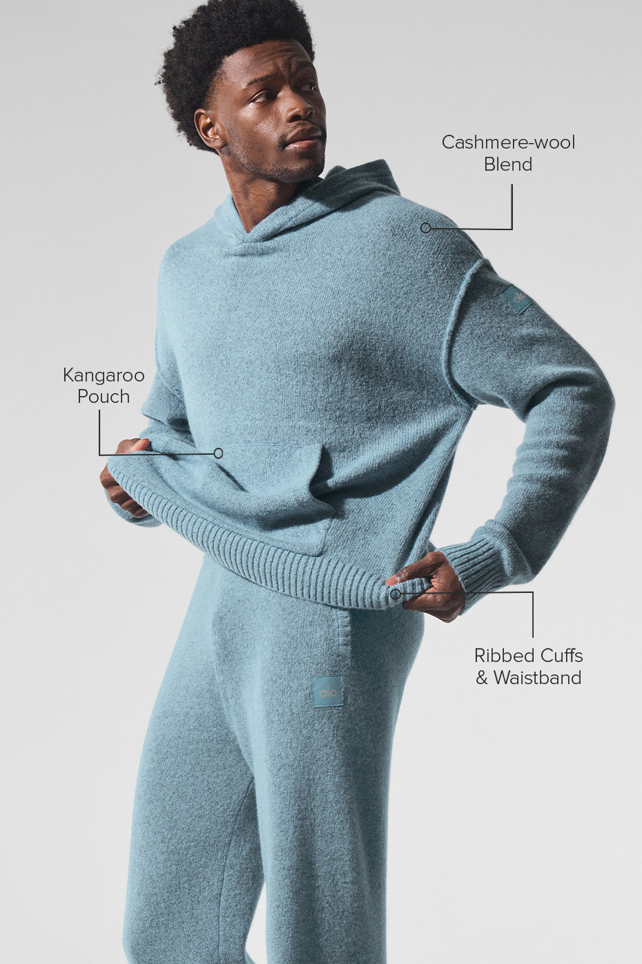 Wool Cashmere New Class Hoodie - Celestial Blue Granite Heather